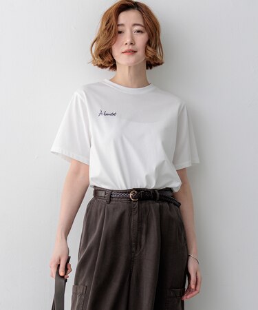 バック刺繍 メッセージロゴ Tシャツ