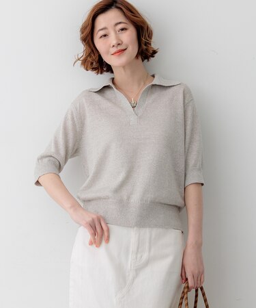 【CanCam掲載】ピュアリネン スキッパー ポロニット