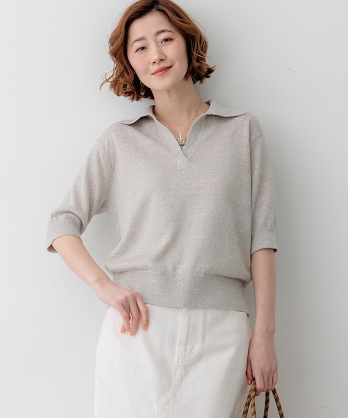 【CanCam掲載】ピュアリネン スキッパー ポロニット