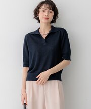 【CanCam掲載】ピュアリネン スキッパー ポロニット