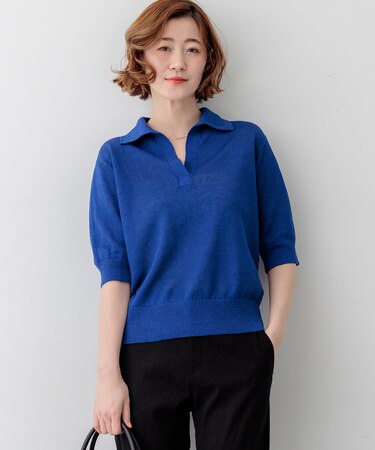 【CanCam掲載】ピュアリネン スキッパー ポロニット