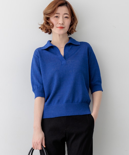 【CanCam掲載】ピュアリネン スキッパー ポロニット