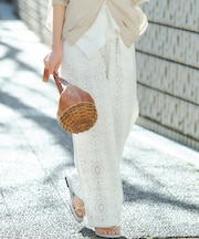 【見上愛さん着用】ラッセルオーナメントレース ワイド パンツ
