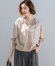 シャイニーシアーニット ジップアップ パーカー