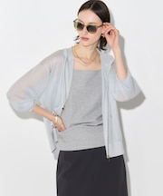 シャイニーシアーニット ジップアップ パーカー