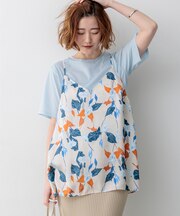 カラーリリープリント キャミソールブラウス