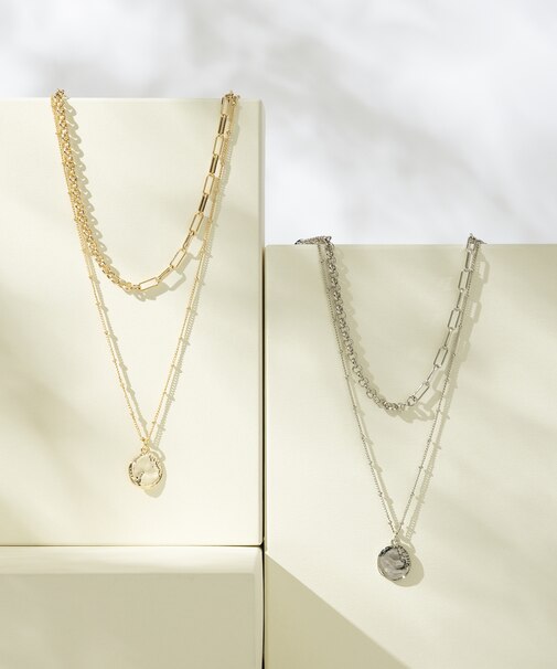 【WEB&一部店舗限定】アシンメトリーチェーンコイン ネックレス