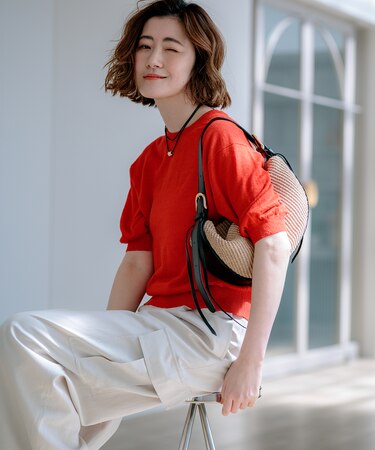 【一部予約】ピュアリネンハイゲージ パフスリーブ ニット