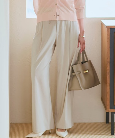 ナチュラルスラブストレッチ ワイドパンツ