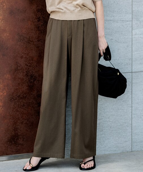 ナチュラルスラブストレッチ ワイドパンツ