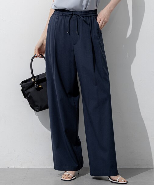 ナチュラルスラブストレッチ ワイドパンツ