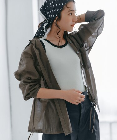 【見上愛さん着用】ナイロンコットンシアーボイル ドロストシャツ