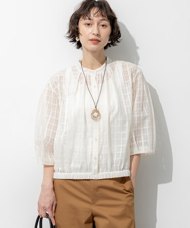 シャドーシアーチェック 2WAY ブラウス