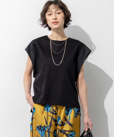 スムースデザイン タフタスリーブ カットソー