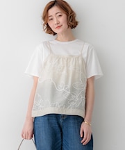 シアーエンブロイダリー キャミソール コンビ Tシャツ