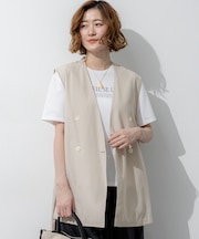 ライトシアーマットクロス ノーカラー ジレ