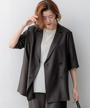 リネンライクグロッシー ハーフスリーブ ダブル ジャケット