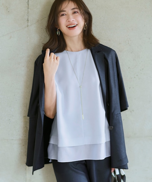 リネンライクグロッシー ハーフスリーブ ダブル ジャケット