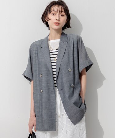 ウォッシャブルボイル ハーフスリーブ ダブル ジャケット