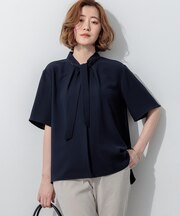 ストレッチジョーゼット ボウタイ ブラウス