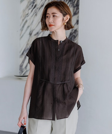 【WEB&一部店舗限定】レースピンタック フレンチスリーブ ブラウス