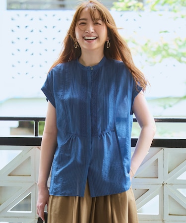 【WEB&一部店舗限定】レースピンタック フレンチスリーブ ブラウス