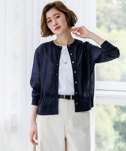【WEB&一部店舗限定カラーあり】シアードット クルーネック カーディガン