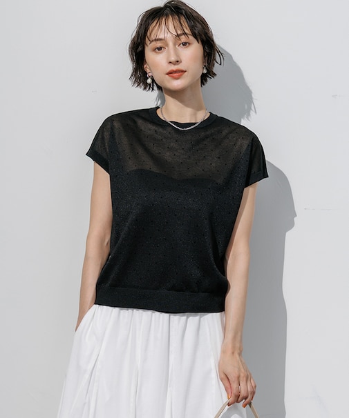 【WEB&一部店舗限定カラーあり】シアードット フレンチスリーブ ニット