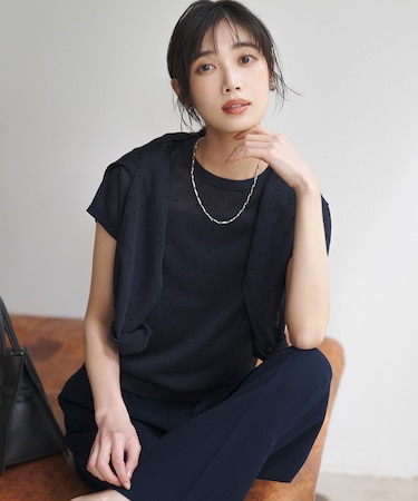 【WEB&一部店舗限定カラーあり】シアードット フレンチスリーブ ニット