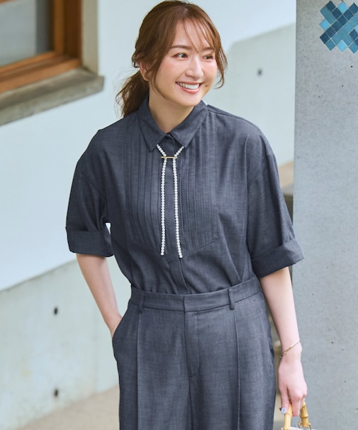 デニムライクキュプラミックス ブザムデザイン ブラウス