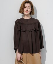 クリアトリコットジャージー ピンタックフリル ブラウス