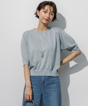 オータムメタリック パフスリーブ ニット Tシャツ