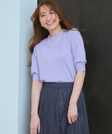 【CLASSY.掲載】セミマットフリゼ リラクシー ニット Tシャツ