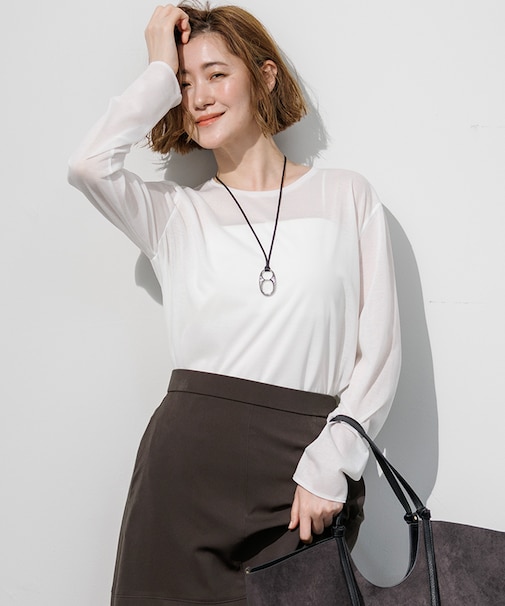 シアー ロングスリーブ Tシャツ