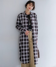 コットンミックスチェック シャツ ワンピース