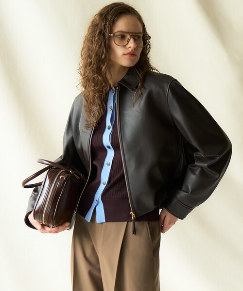 ＆ dolche&gabbanaDARKBROWNラムレザーブルゾンsize40 ラムレザー ステンカラーブルゾン｜ニジュウサンクの通販｜&mall