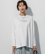 リラクシーシルエット ロゴ刺繍 ロング Tシャツ