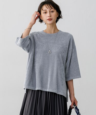 【SLOW/一部店舗限定】マットベロア ニットプルオーバー