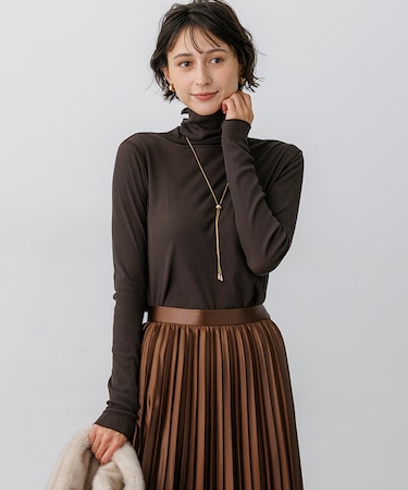 【SLOW/一部店舗限定】シアーリブ タートルネック カットソー