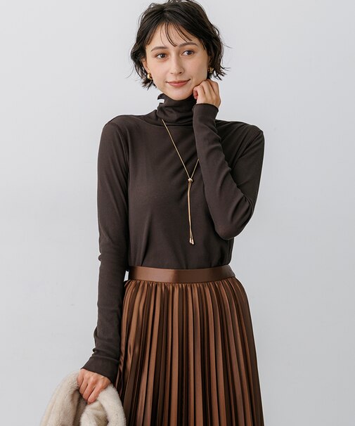 【SLOW/一部店舗限定】シアーリブ タートルネック カットソー