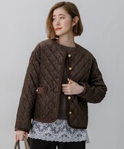 ベロアキルト ノーカラージャケット