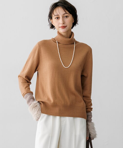 【見上愛さん着用】ピュアカシミヤ タートルネック ニット