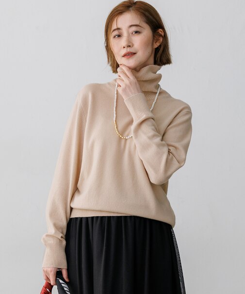 【見上愛さん着用】ピュアカシミヤ タートルネック ニット
