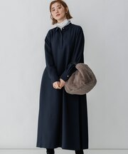 パウダリーツイル 襟付き ワンピース