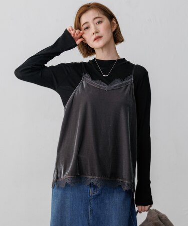 ベロアキャミ ツインセット トップス
