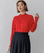 【一部予約】ウーステッドウール パフスリーブ ハイネック ニット