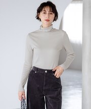 コットンシルク タートルネック カットソー