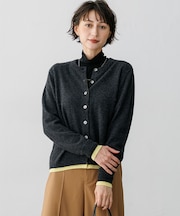 ピュアカシミヤ カラーコンビ カーディガン