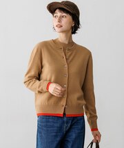 ピュアカシミヤ カラーコンビ カーディガン
