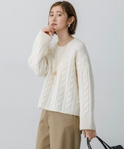 カシミヤブレンド ケーブル ニット